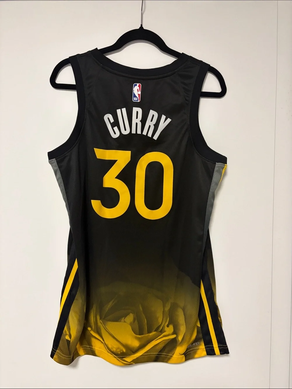 Nike Black and Yellow Stephen Curry #30 Basketball Jersey